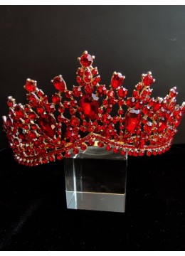 Кристална корона за сватба и бал в червено Red Elegance код 210722